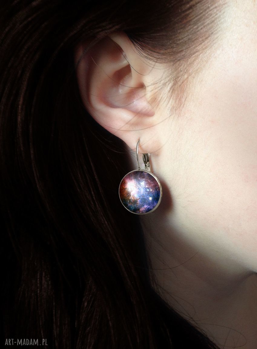 kolczyki: Carina Nebula Duże kolczyki wiszące autorskie