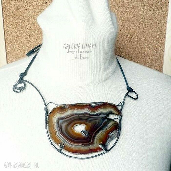 Naszyjnik choker z plastra agatu Koneserski - designerski prezent dla koneserek