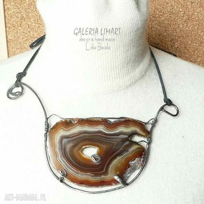 Naszyjnik choker z plastra agatu Koneserski - designerski prezent dla koneserek