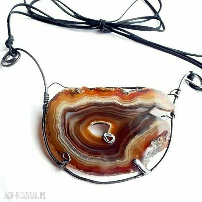 Naszyjnik choker z plastra agatu Koneserski - designerski prezent dla koneserek