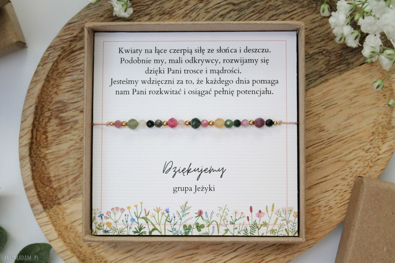 Prezent dla nauczycielki przedszkola - bransoletka Meadow z turmalinów
