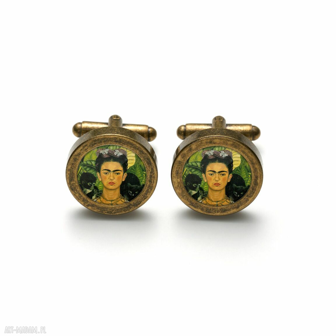 Eleganckie spinki do mankietów Frida Kahlo - obraz, który przyciąga spojrzenia