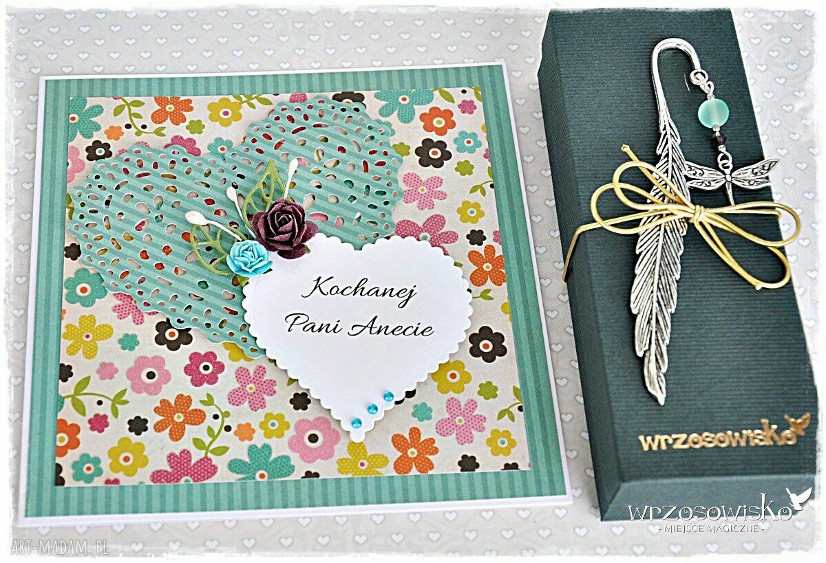 Prezent dla Nauczyciela kartka i zakładka HandMade