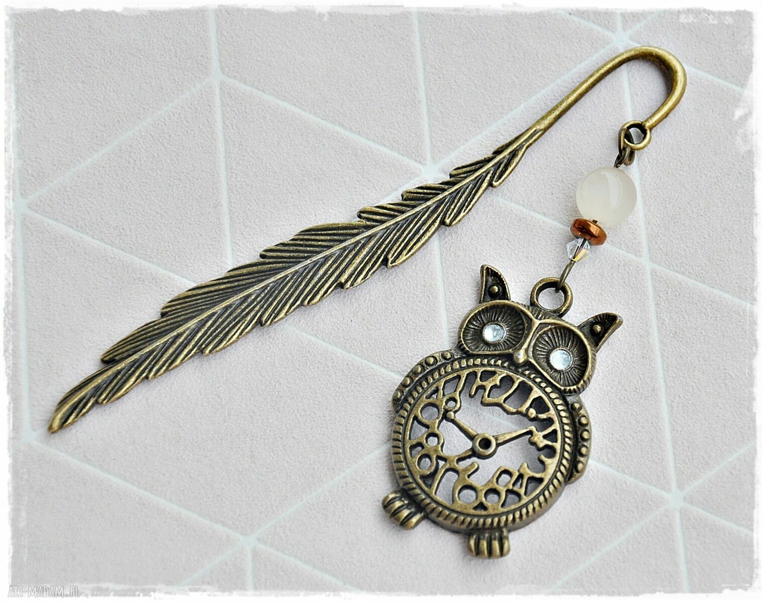 Prezent dla Nauczycielki zestaw zakładka sowa i kartka BOHO handmade