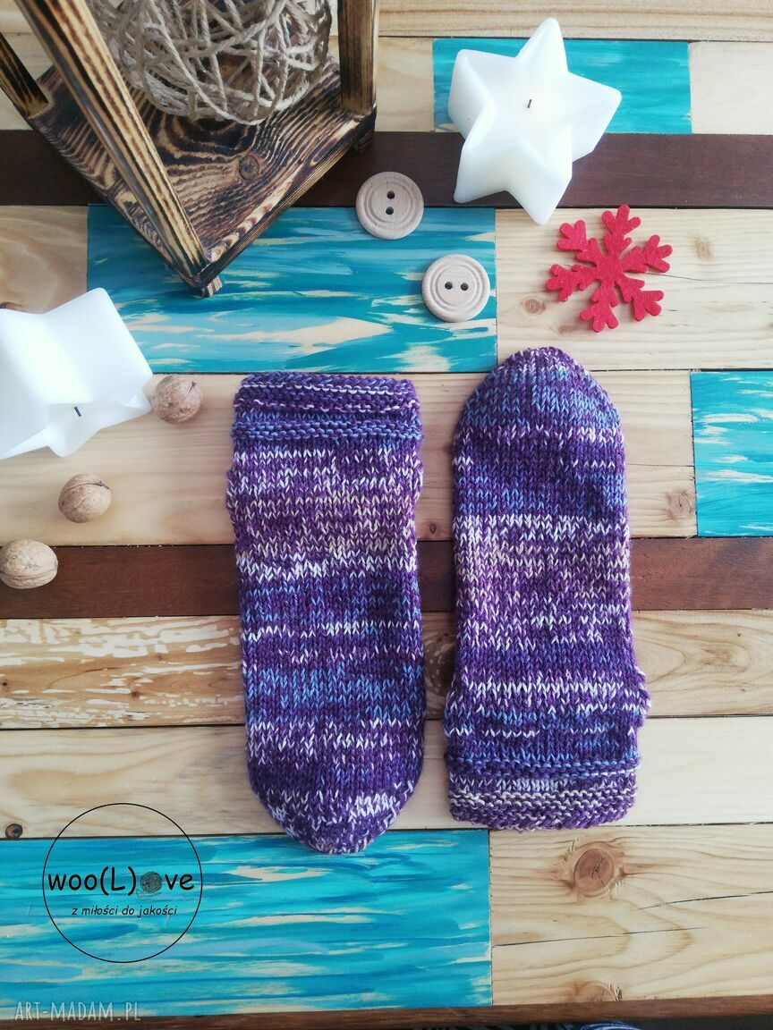 bielizna: skarpeciaki wełniaki MELANŻ FALA FIOLET I LAWENDA (104/904) rozmiar 40/41