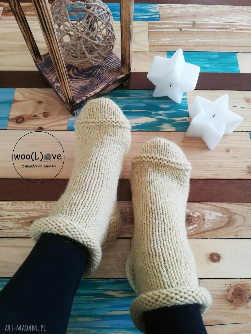 bielizna: skarpeciaki z wełny i alpaki MONO ROLKI MLECZ (rozmiar 39/40) hand made