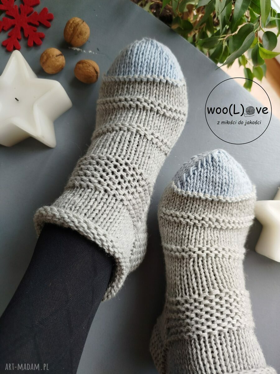 bielizna: skarpetusie MERYNUSIE szary/błękit (37/38) Autorskie