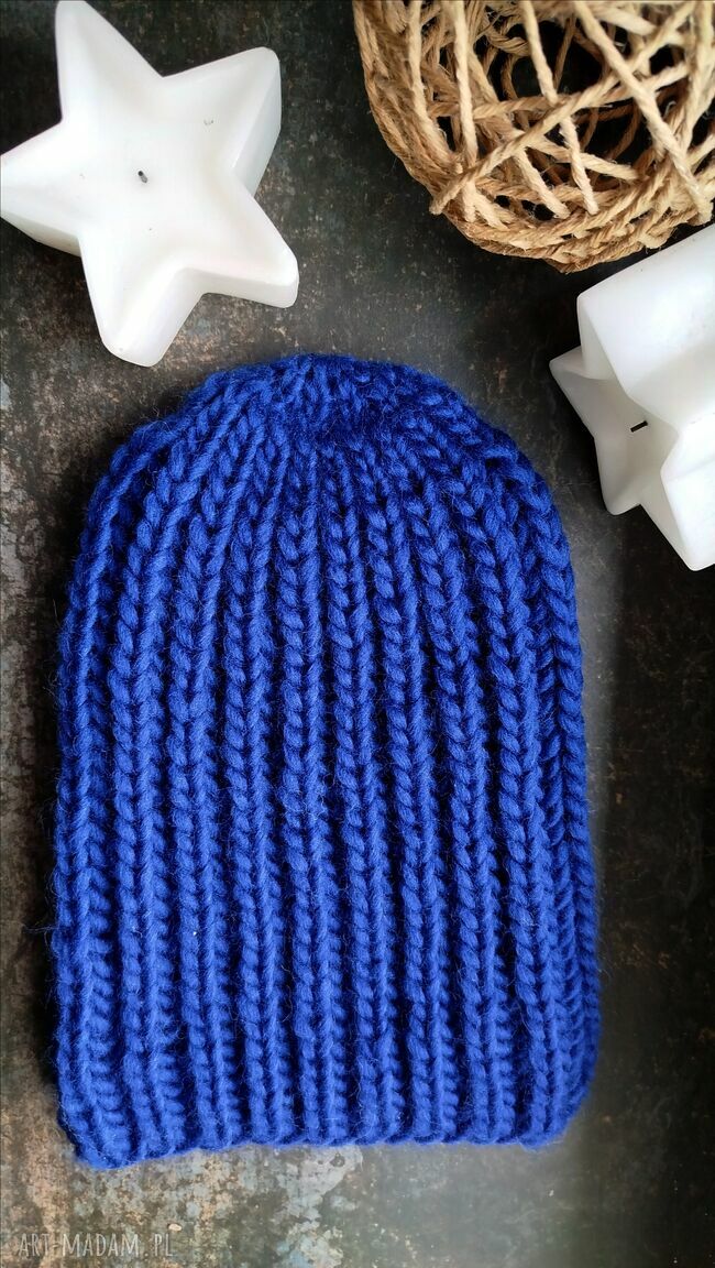 czapki: wełniana czapusia ANGIELKA (ciemno niebieski) handmade