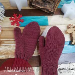 wool love wełniane rękawiczki merynoski - bordo - czerwone