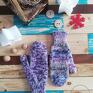 handmade rękawiczki wełniane owieczki fioletowy mix
