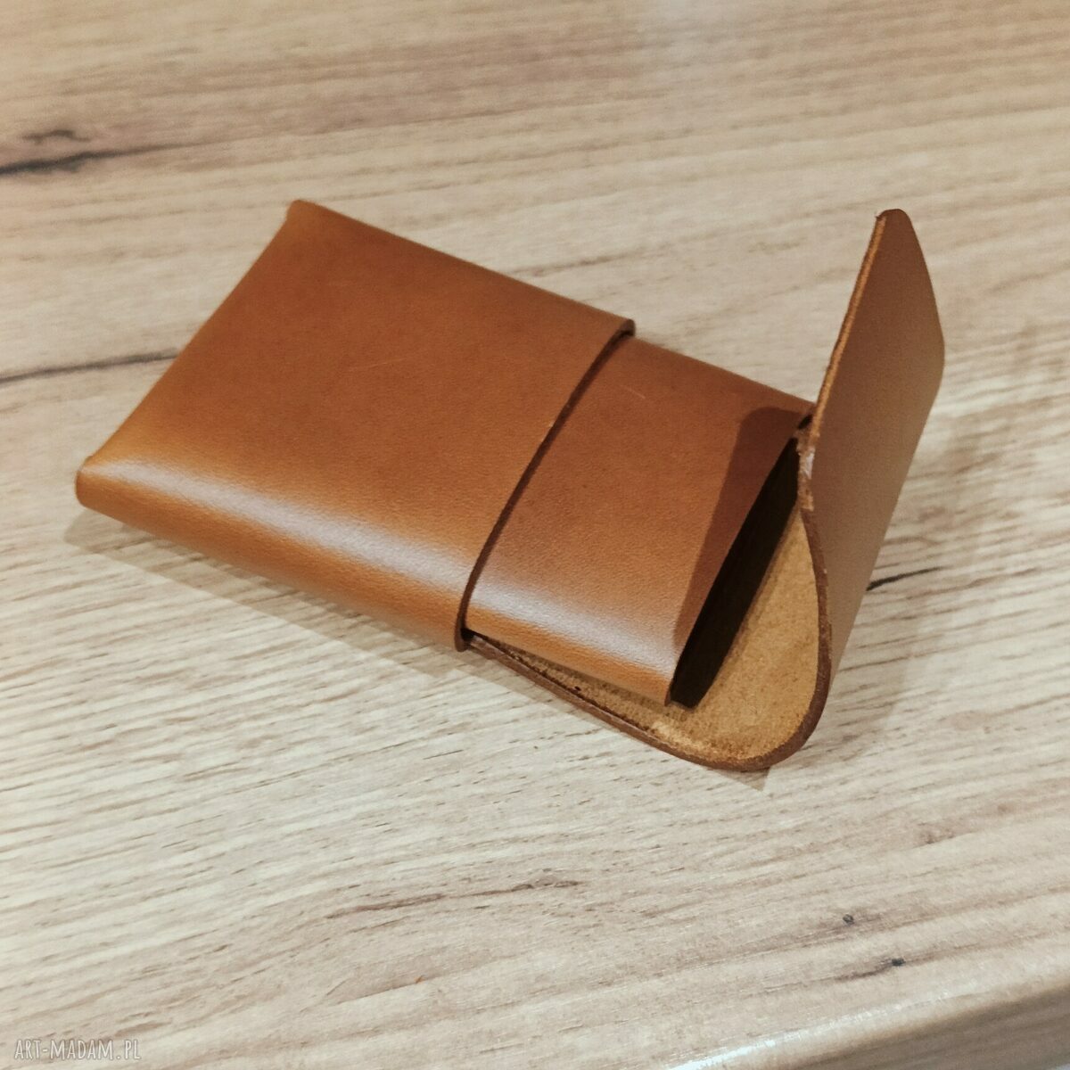 Prezent dla gołębiarza - wieczny portfel skórzany męski z grawerem na karty (bez szwów, handmade)
