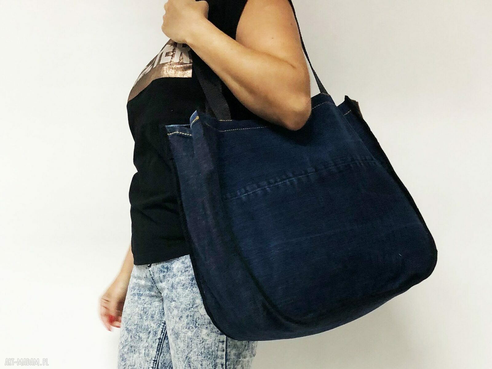 Duża torba na ramię z upcyklingu jeans - Majunto (Lee Cooper 37)