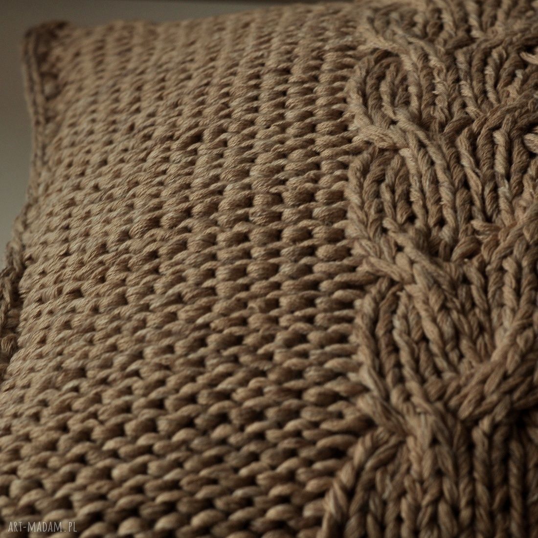 poduszki: dziergana poszewka na poduszkę ręcznie wykonane