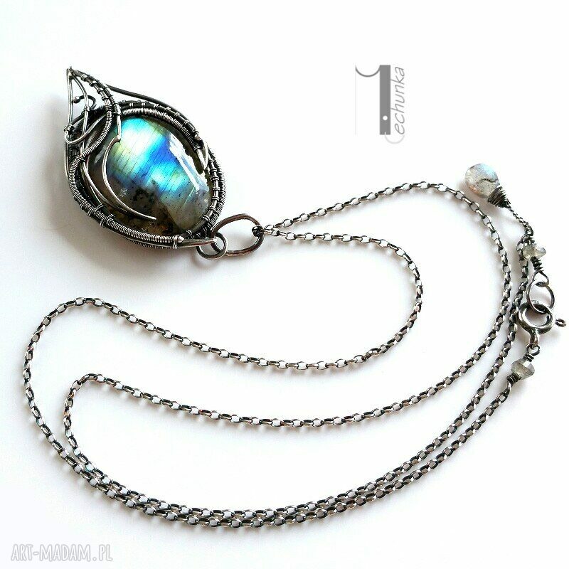 naszyjniki: Eos naszyjnik srebrny z labradorytem ręcznie robione