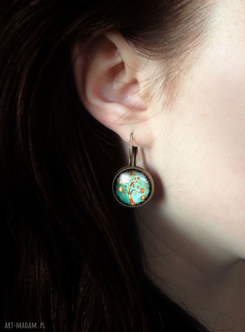 kolczyki: Jesienne drzewo Duże kolczyki wiszące Ręcznie robione