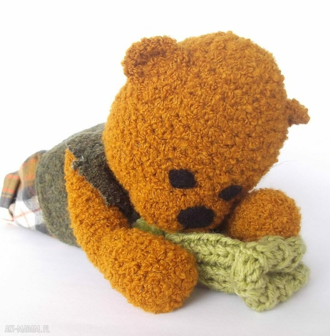 Kacperek - szydełkowy miś handmade 35 cm z ruchomymi rączkami i nóżkami