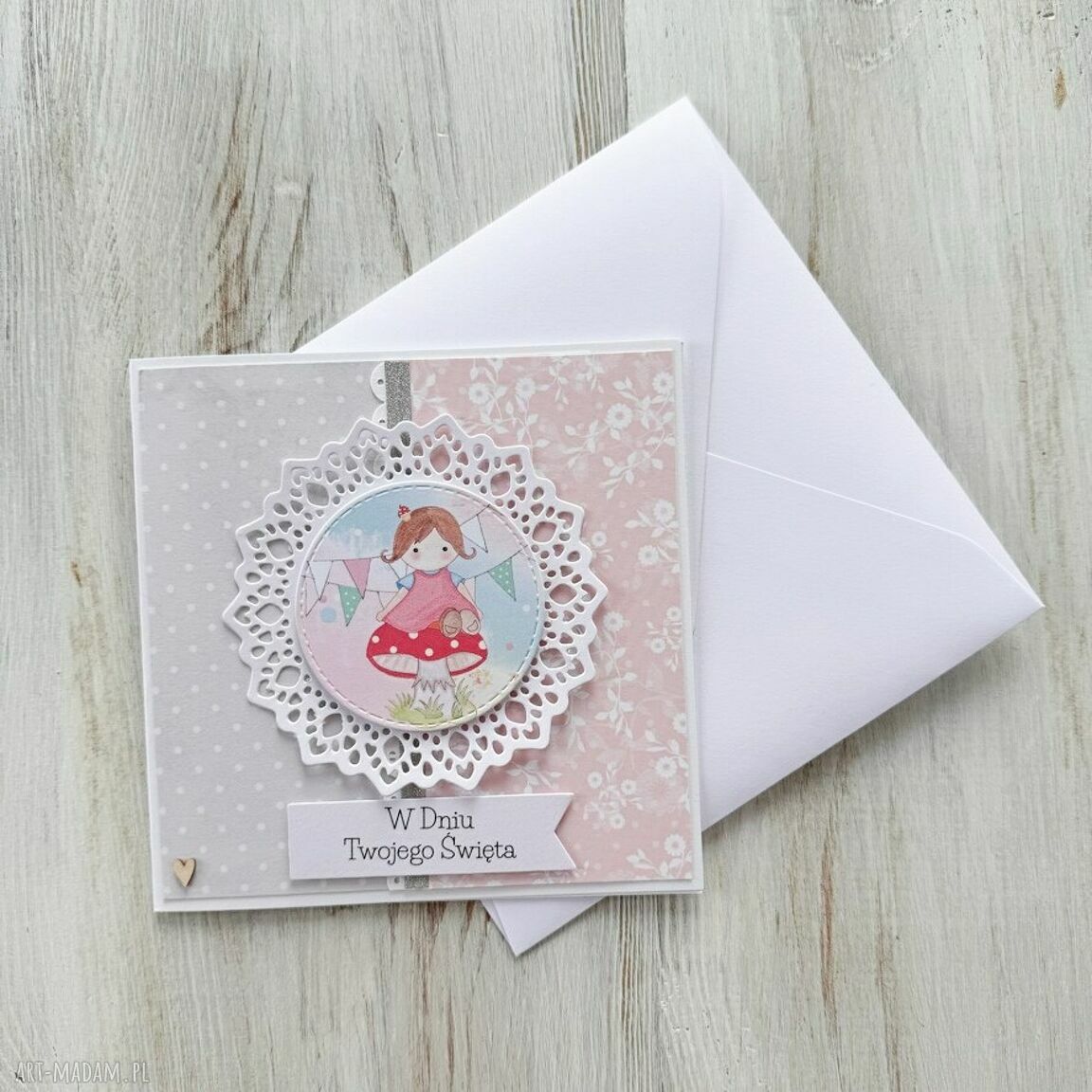 kartki: Kartka na urodziny roczek dla dziewczynki Hand Made