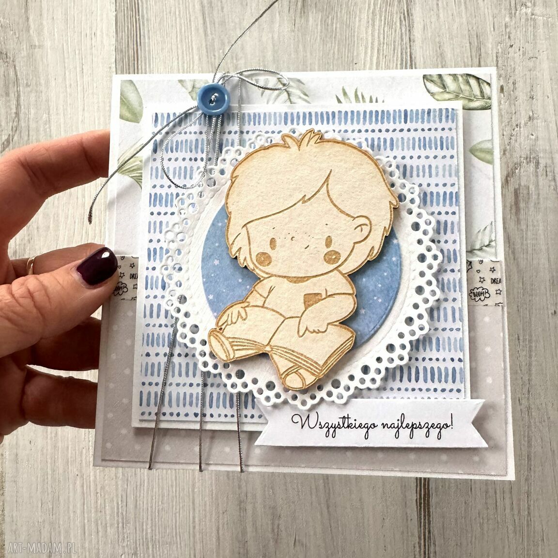 kartki: Kartka okolicznościowa dla chłopca urodziny roczek ręcznie zrobione