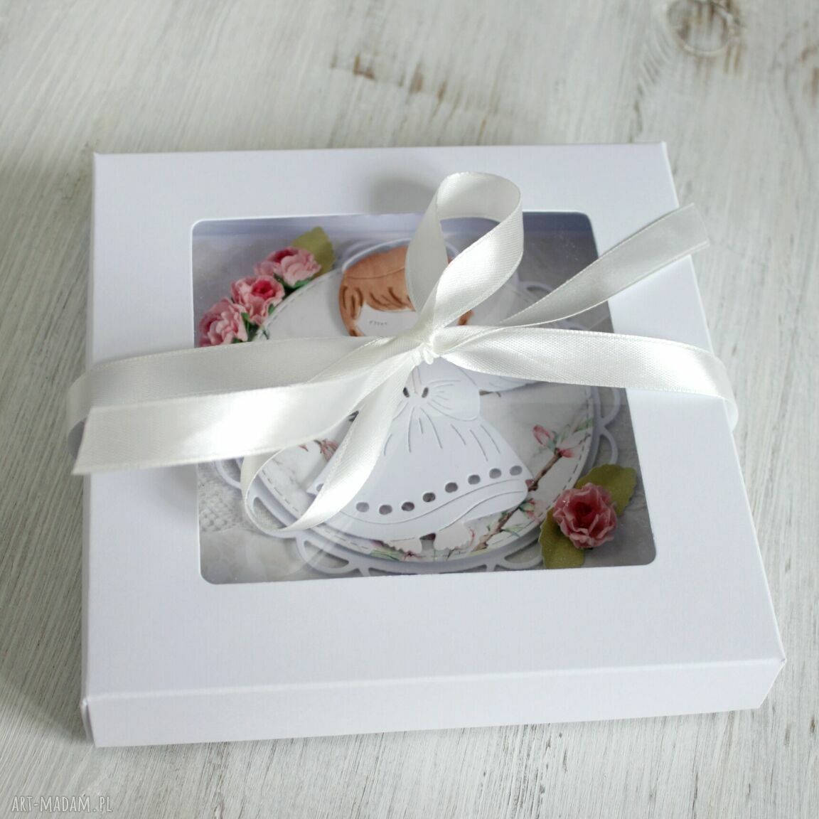 pomysł na upominki: Kartka w pudełku komunia święta Ręcznie zrobione