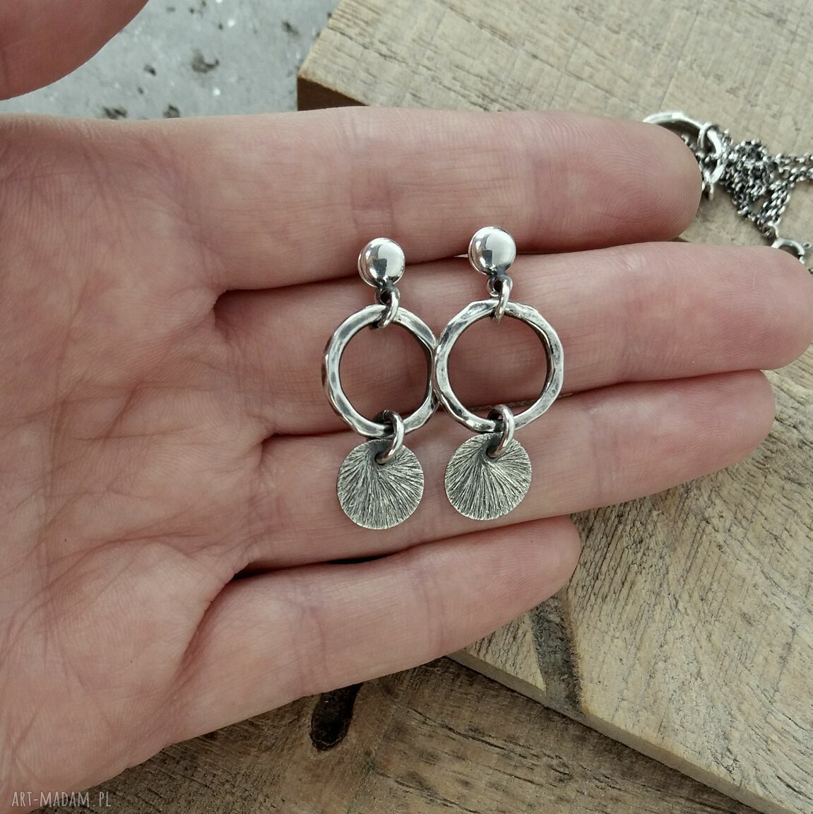 kolczyki: Kolczyki wiszące srebro 925 codzienne, nowoczesne. Ręcznie wykonane