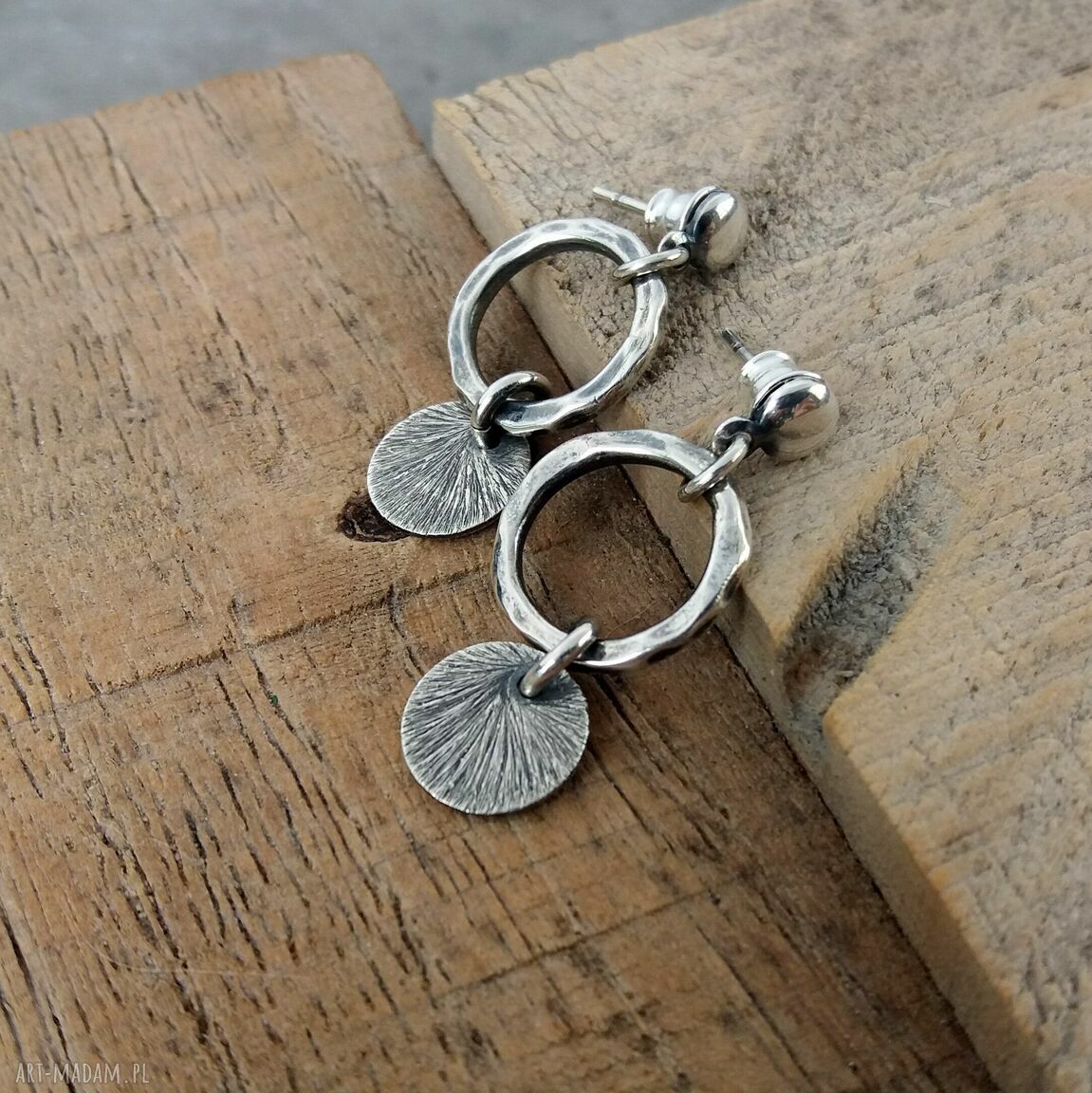 kolczyki: Kolczyki wiszące srebro 925 codzienne, nowoczesne. Ręcznie wykonane