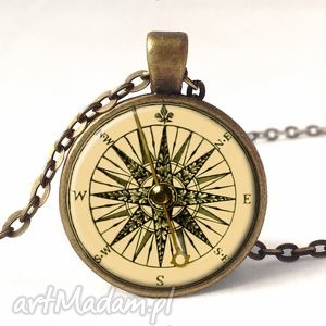 kompas - medalion z łańcuszkiem - czarne naszyjniki