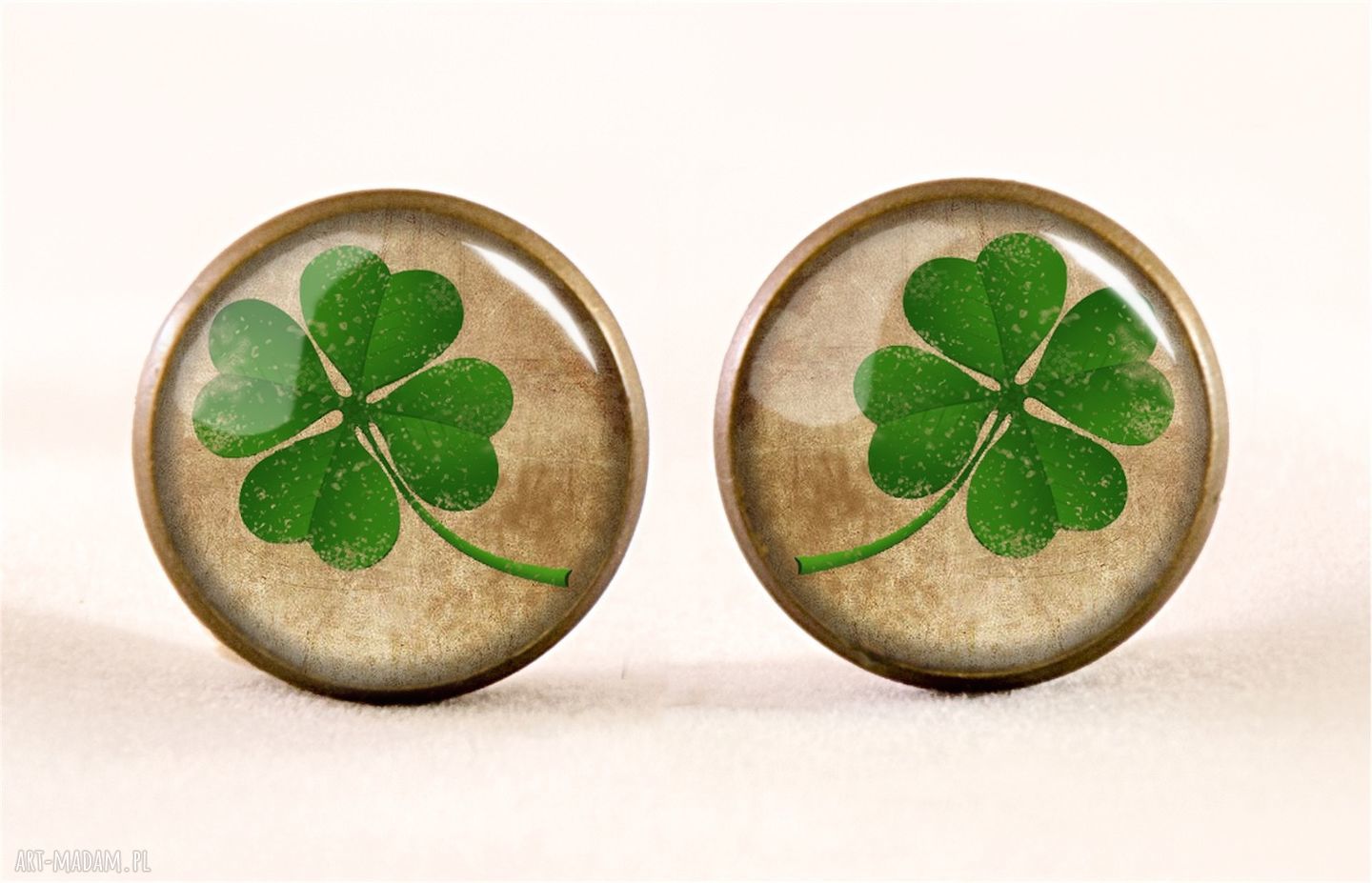 Koniczynka kolczyki sztyfty szczęście koniczyna czterolistna