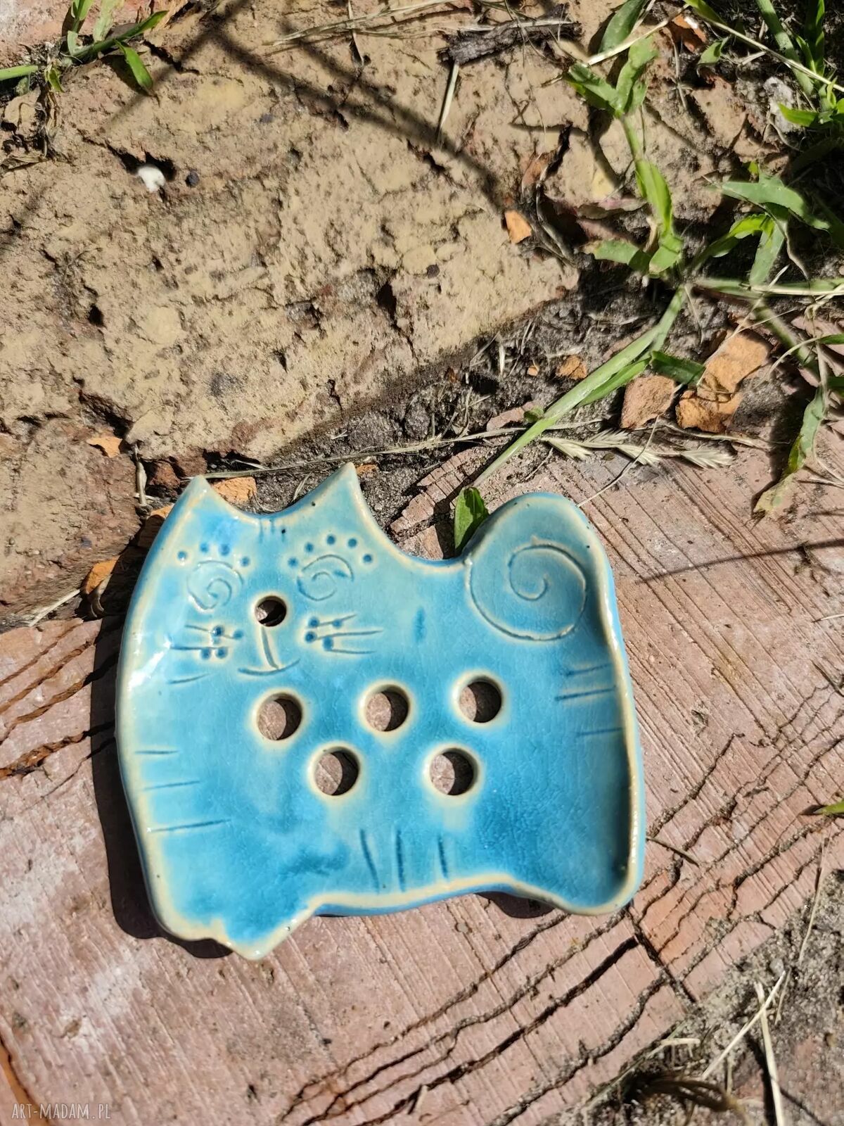 Ceramiczna mydelniczka Kot Psotek