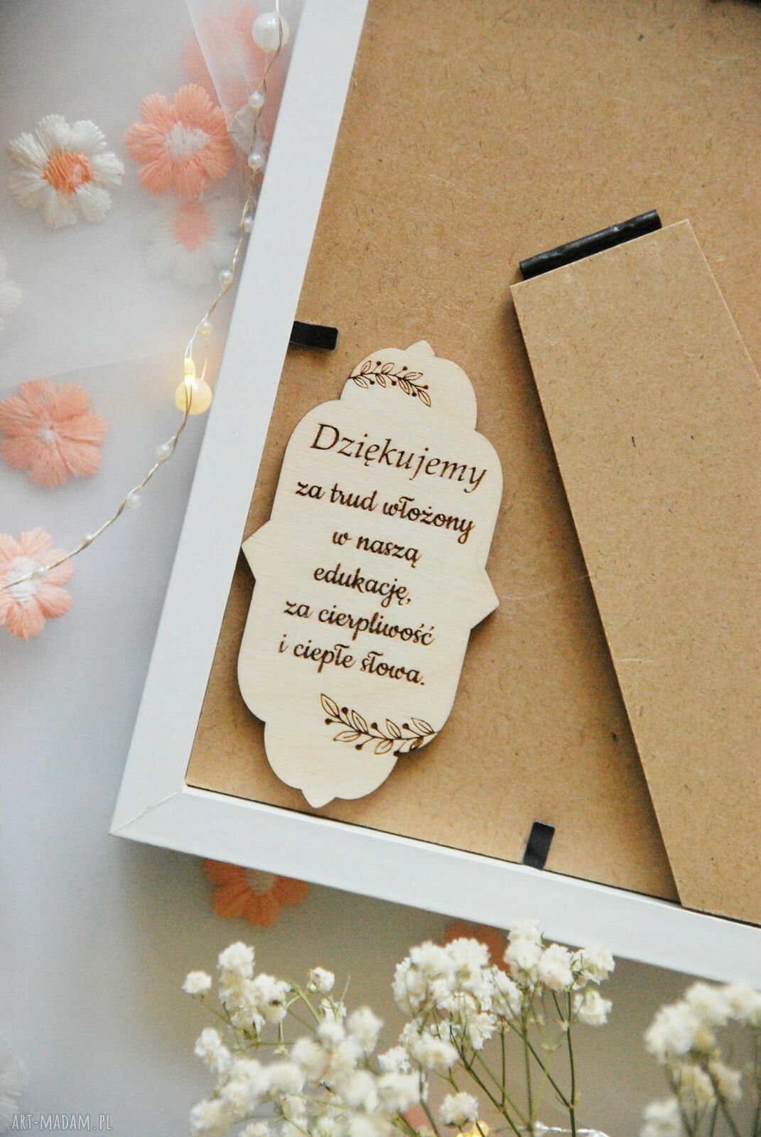 Anioł Stróż w ramce dla nauczycielki - wyjątkowy prezent handmade