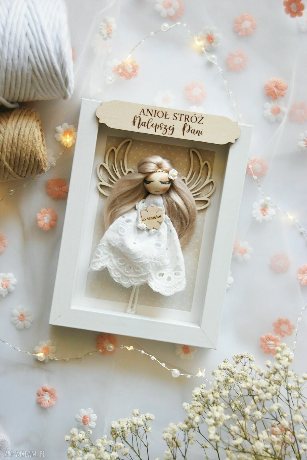 Anioł Stróż w ramce dla nauczycielki - wyjątkowy prezent handmade