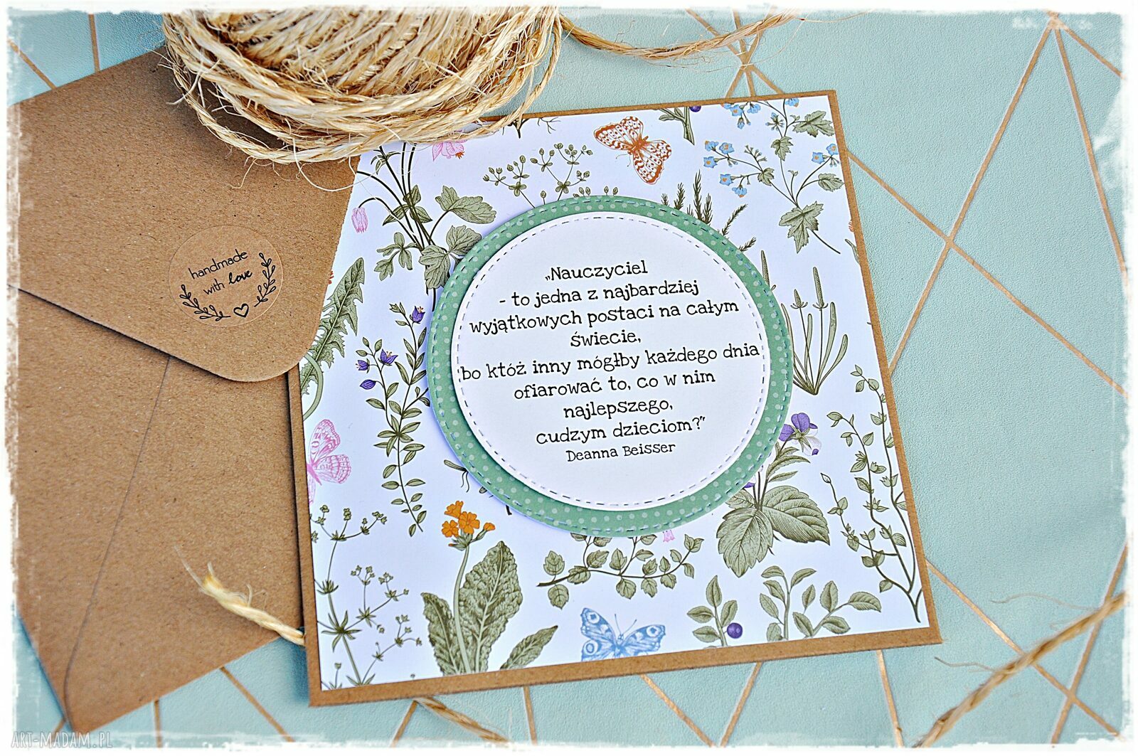 Prezent na Dzień Nauczyciela zakładka sowa i kartka Handmade
