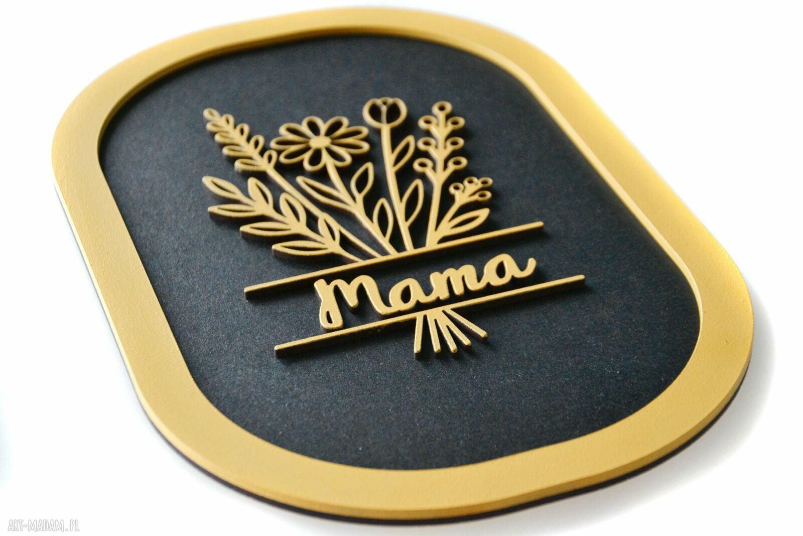 Personalizowany drewniany obraz z bukietem kwiatów - prezent dla Mamy i Babci