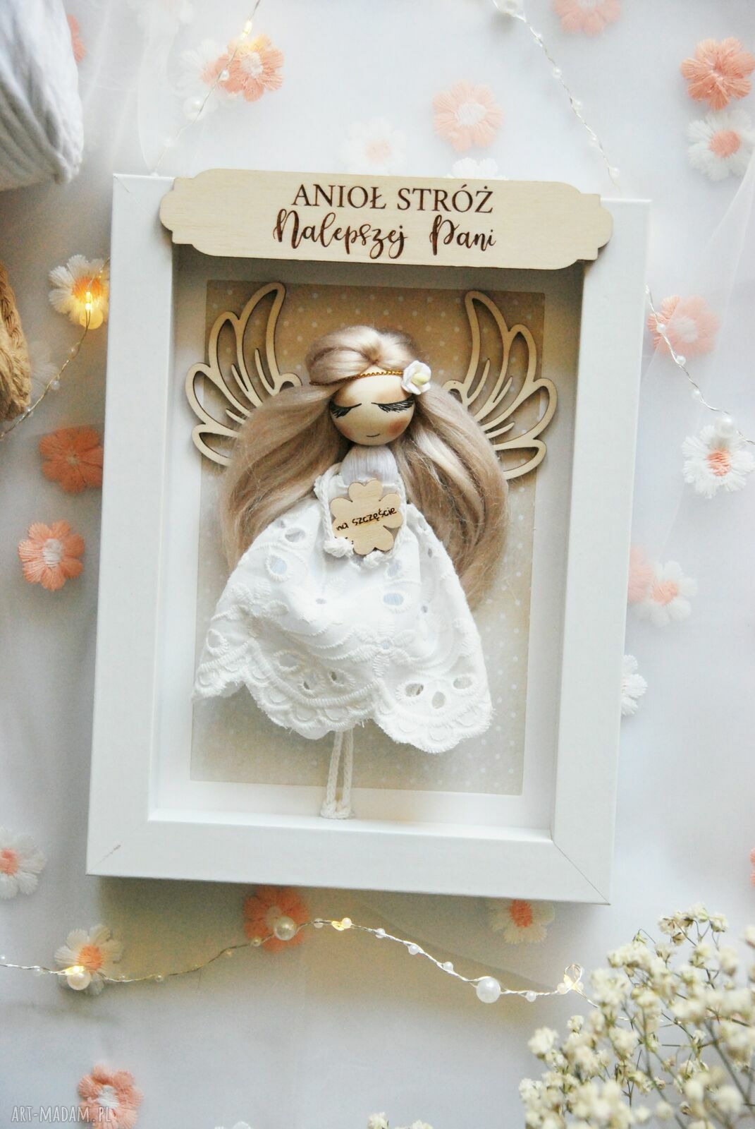Anioł Stróż w ramce dla nauczycielki - wyjątkowy prezent handmade