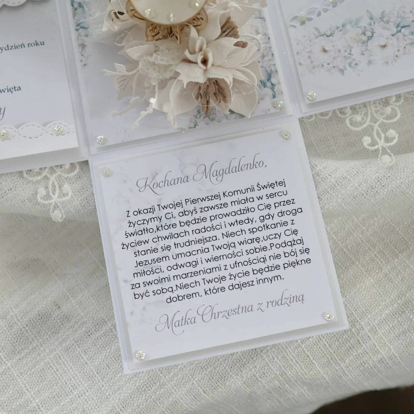Prezent na Pierwszą Komunię Świętą - personalizowana kartka dla chłopca