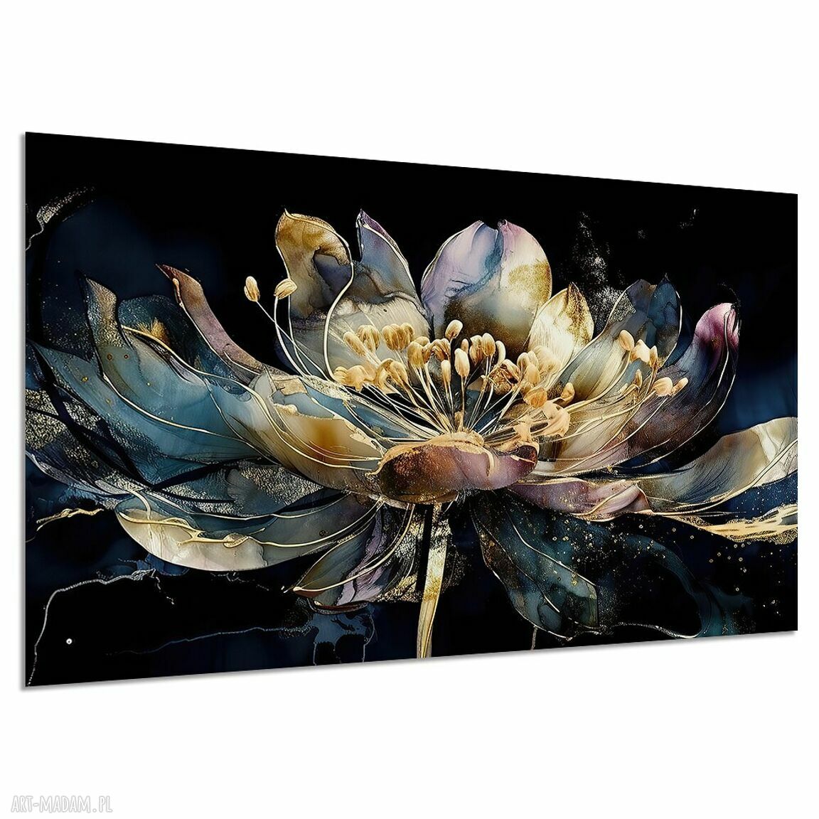 Obraz na płótnie Duży Kwiat 49 Glamur 120x80 cm - gotowy do powieszenia