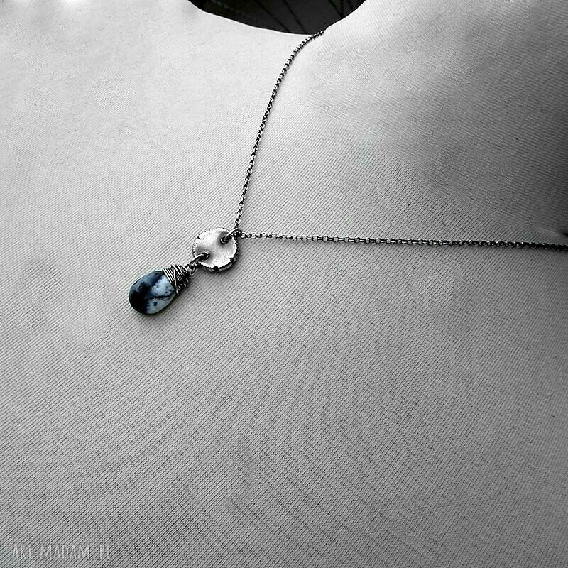 naszyjniki: OPAL DENDRYTOWY I SREBRO NASZYJNIK Z PASTYLKĄ. ręcznie robione