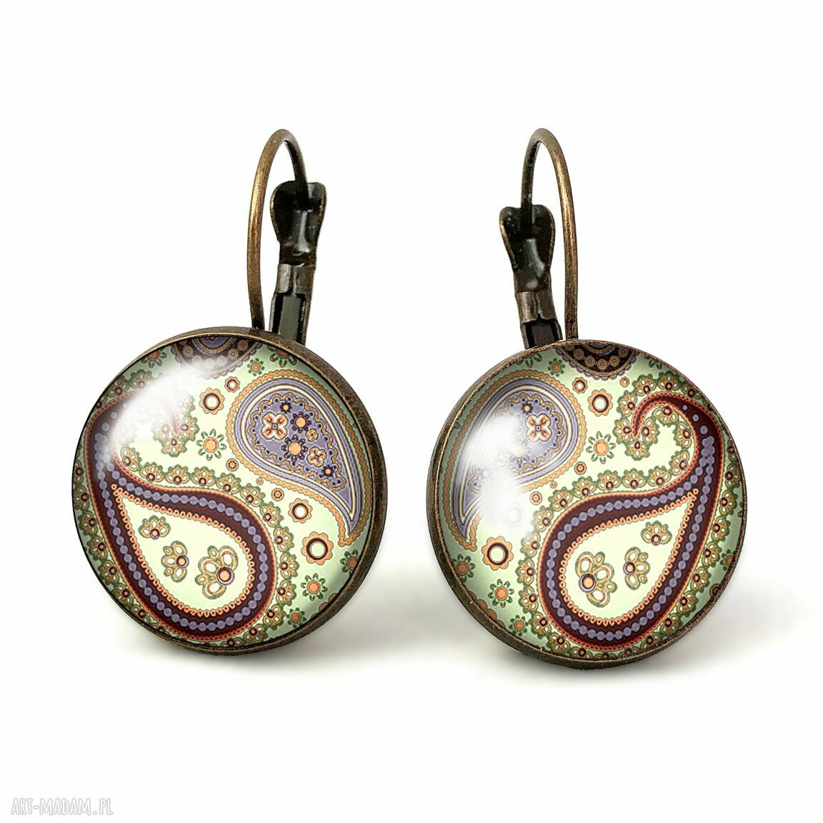 Orientalne nerkowce duże kolczyki wiszące nerki prezent ręcznie