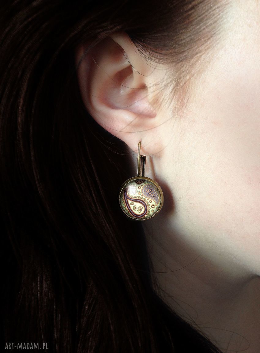 kolczyki: Orientalne nerkowce Duże kolczyki wiszące autorskie