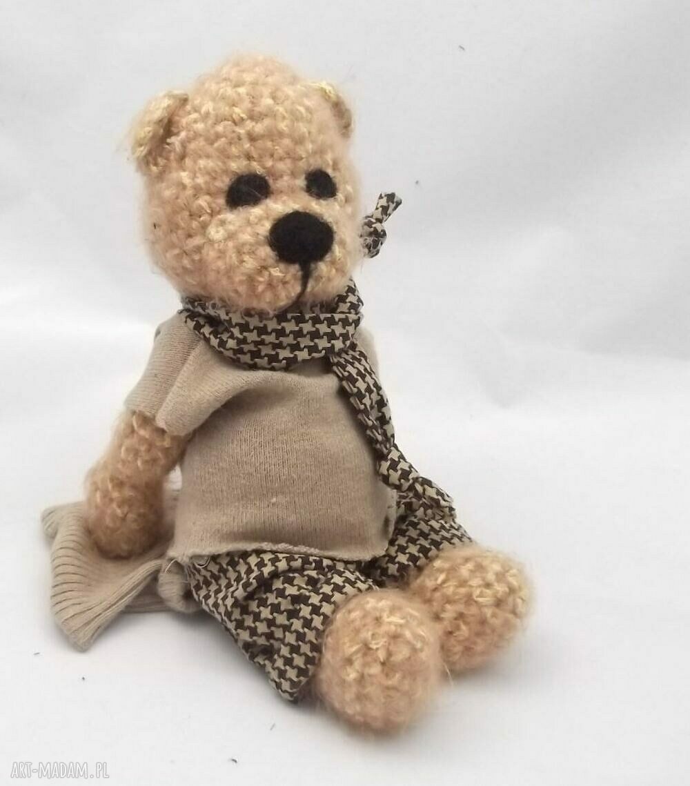 Pawełek - miś szydełkowy handmade 28 cm z ruchomymi rączkami i nóżkami