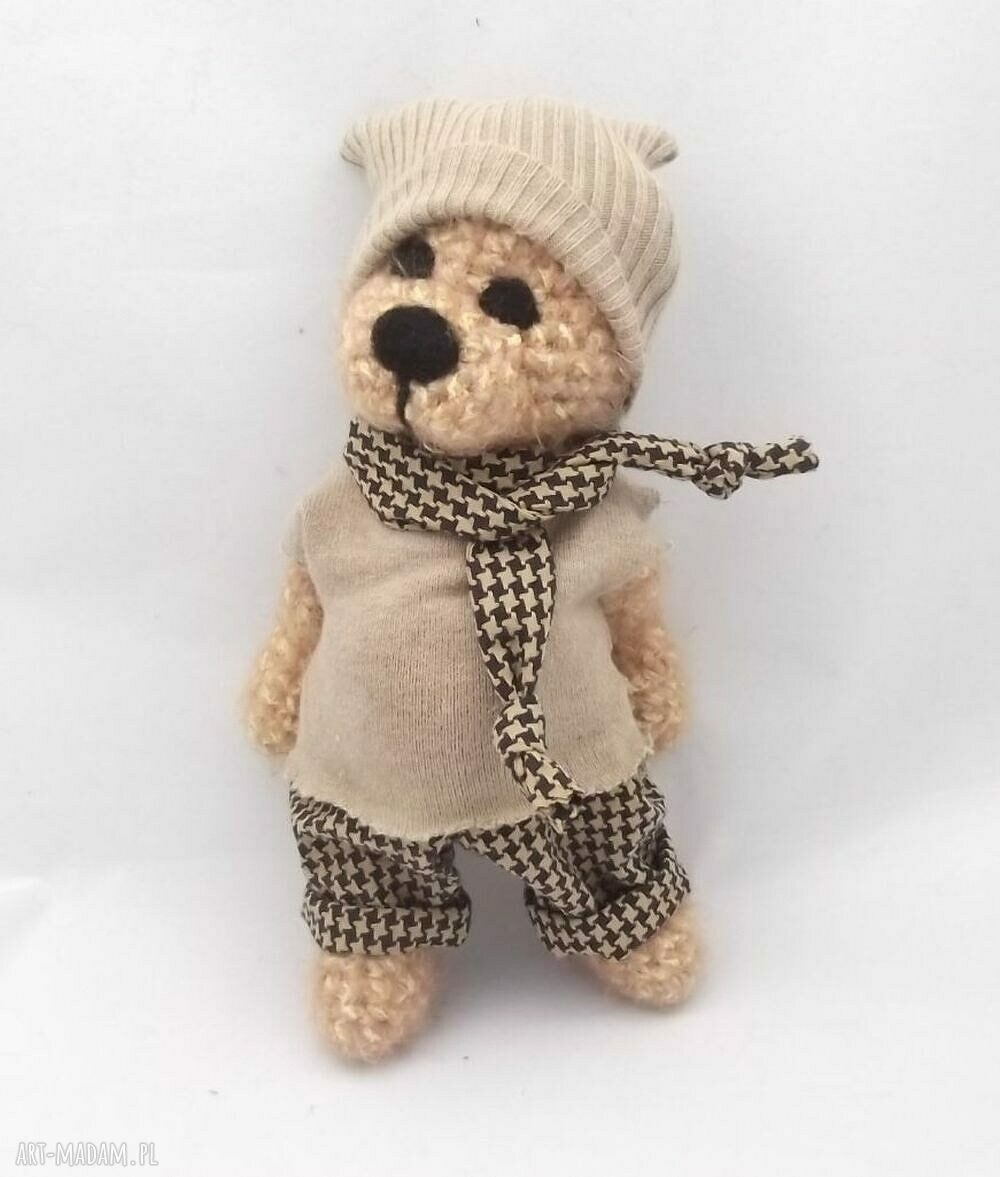 Pawełek - miś szydełkowy handmade 28 cm z ruchomymi rączkami i nóżkami