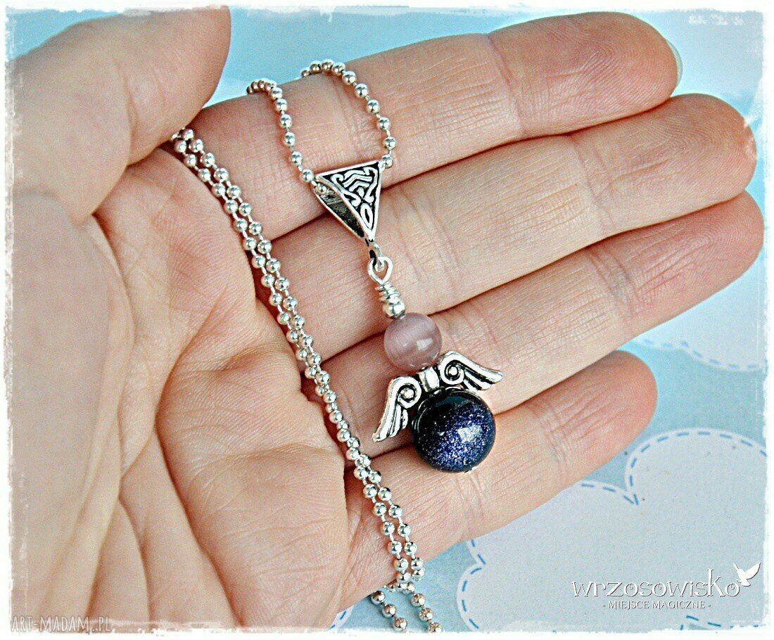Prywatny Aniołek Stróż naszyjnik Handmade