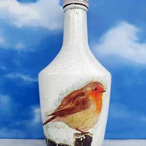ptak rudzik dekoracyjna butelka z kolekcji vögel im winter - dekoracja szklana