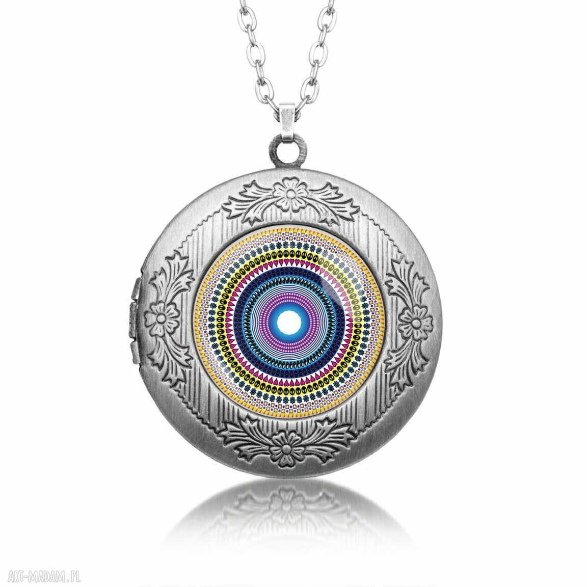 Sekretnik z grafiką LOVE MANDALA - ręcznie robiony wisiorek