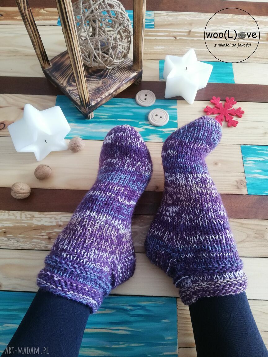 Skarpeciaki wełniaki melanŻ fala fiolet lawenda 104 904 rozmiar