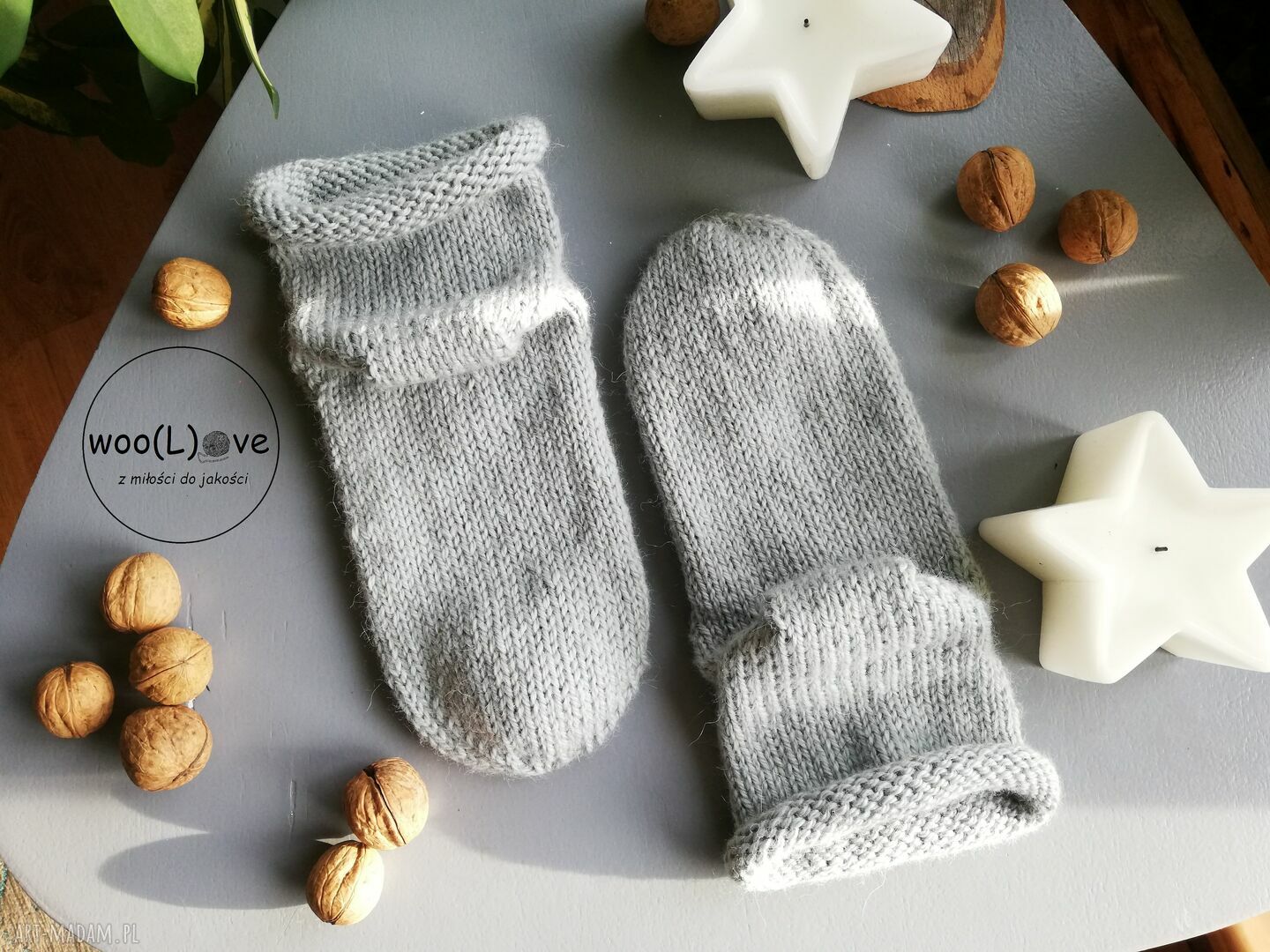 bielizna: skarpeciaki z wełny i alpaki MONO ROLKI JASNY SZARO ZIELONY (rozmiar 38/39)