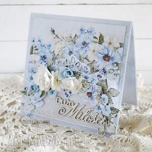 kartka ślubna w pudełku 865 - niebieskie scrapbooking kartki