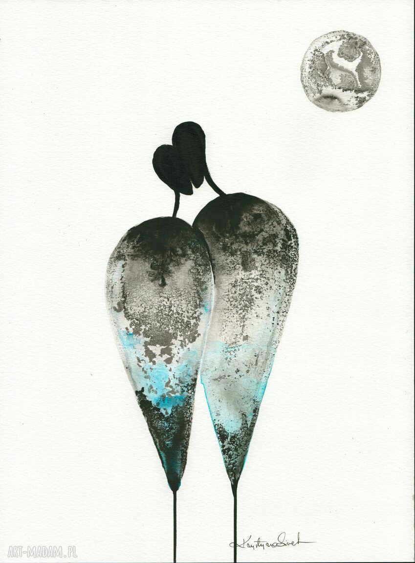 Zestaw 3 grafik 30x40 cm do salonu ręcznie malowane tuszem (Relationships)
