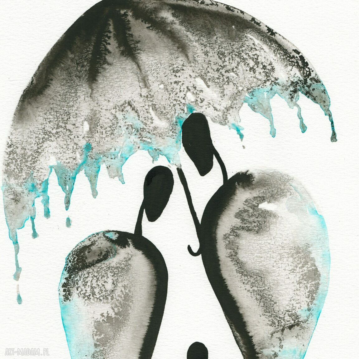 Zestaw 3 grafik 30x40 cm do salonu ręcznie malowane tuszem (Relationships)