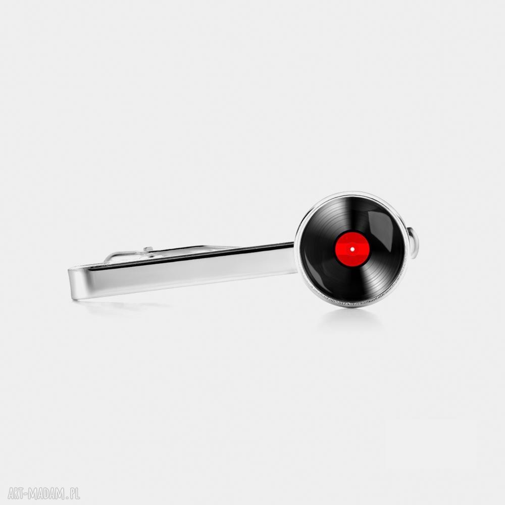 Spinka do krawata VINYL - ręcznie robiona, srebrna baza - art-Madam.pl