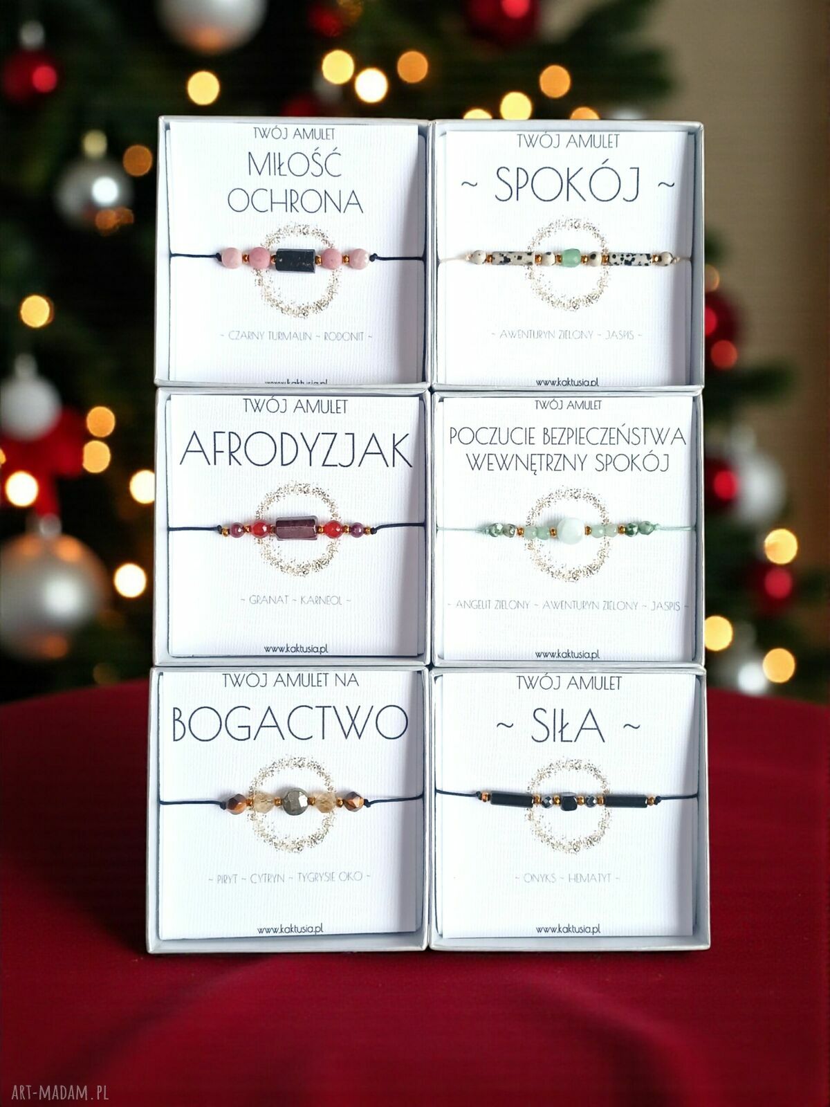 Bransoletka amulet „Spokój i Ochrona” z obsydianem i awenturynem - świąteczne pudełko